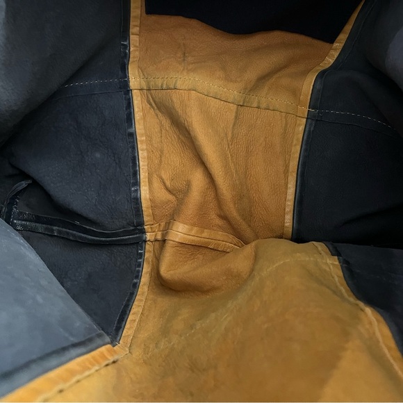 Banana Republic Black Tan Colorblock Leather Tote no lined - Picture 6 of 6